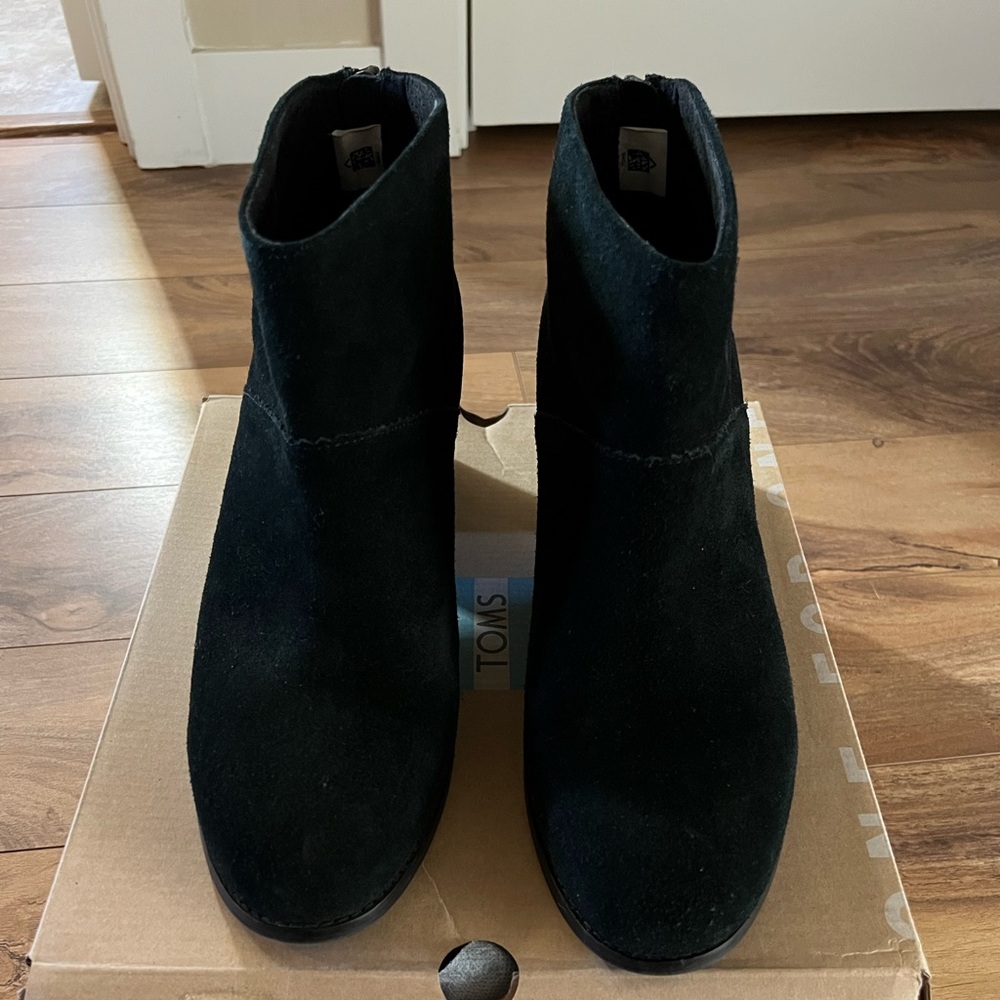 TOMS Black Suede Leila Ankle Booties - Picture 3 of 7